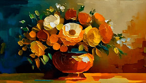 Auffälliges Blumenarrangement in warmen Herbsttönen für ein stimmungsvolles Zuhause