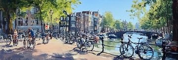 Schilderij van Amsterdam (met fietsen) van Abstract Schilderij