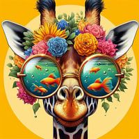 Giraf sees fish and flowers