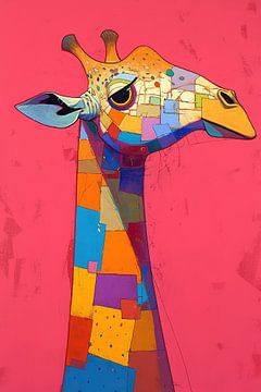 Vivid Giraffe Mosaic Watch van ARTEO Schilderijen