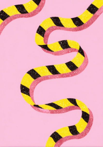 Illustration de serpents en bonbons scintillants par Niklas Maximilian