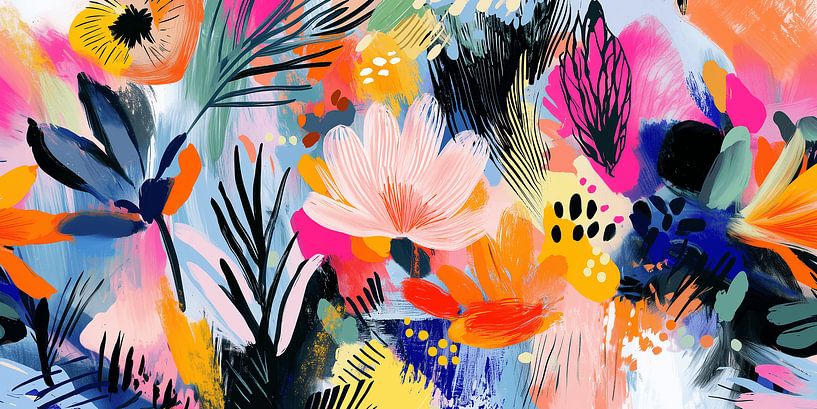 Explosion de fleurs abstraites - Œuvre d'art moderne et colorée par Artsy