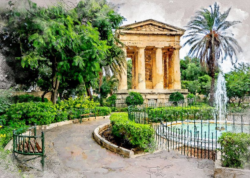 Malta Valetta stad aquarel schilderij #malta van JBJart Justyna Jaszke