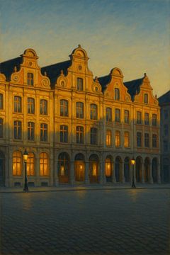 Gouden Uur in Bergen - Harmonie van architectuur in warm licht