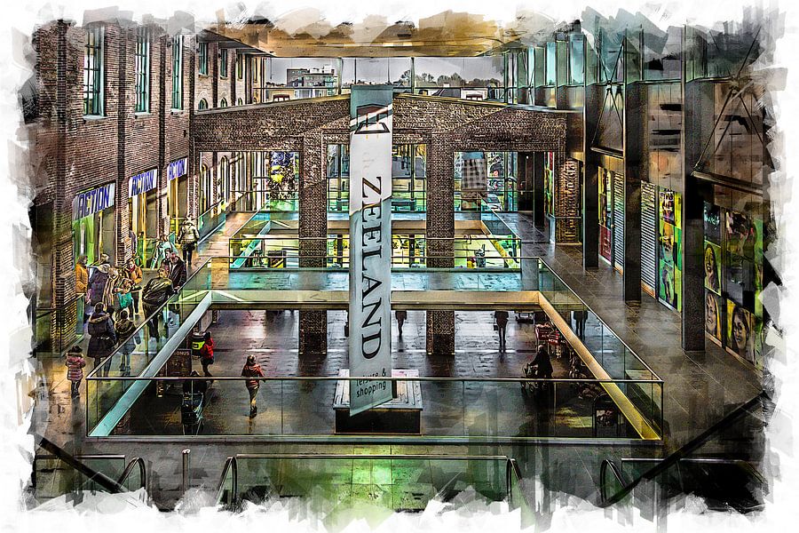 Winkelcentrum De Zeeland in Bergen op Zoom (kunst) van Art by Jeronimo