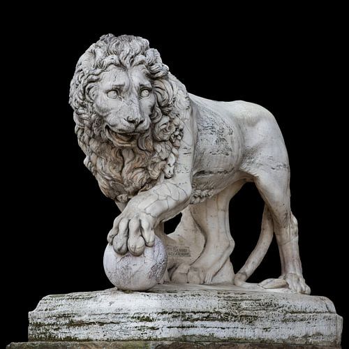 Standbeeld van Leeuw (genaamd Marzocco ) in centrum Florence, Toscane, Italië