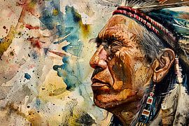 watercolour painting old indian