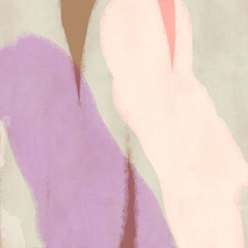 Modern abstract minimalistisch schilderij in lila, wit en lichtgrijs van Dina Dankers