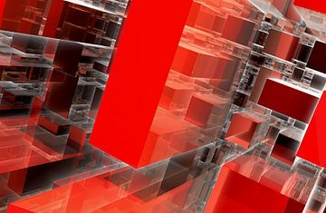 3D render illustratie met diagonale transparante kubussen van W J Kok