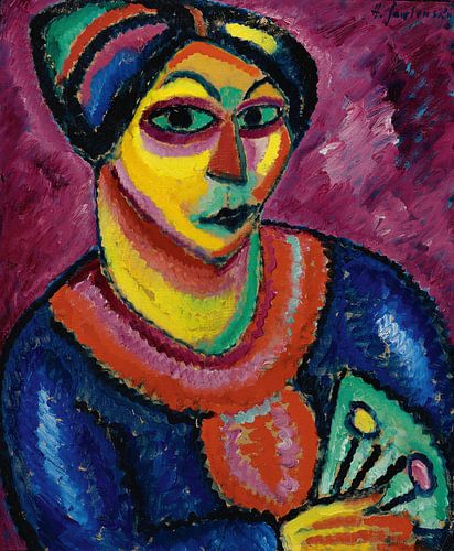 Vrouw met een groene waaier, Alexej von Jawlensky