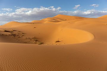 zandduinen bij dageraad in de woestijn van de Sahara in Marokko van Tjeerd Kruse