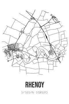 Rhenoy (Gelderland) | Karte | Schwarz und Weiß von Rezona