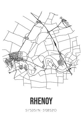 Rhenoy (Gelderland) | Karte | Schwarz und Weiß