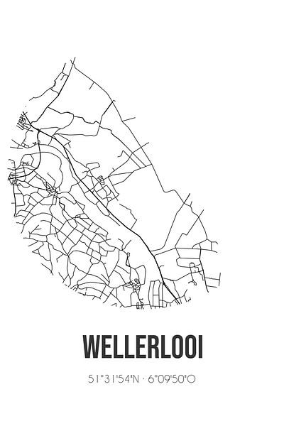 Wellerlooi (Limburg) | Map | Black and white by Prints of Place