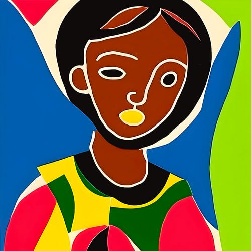 Collage Illustratie 2: Afrikaans meisje in de buitenlucht