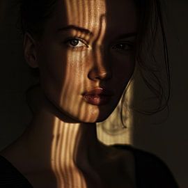 Vrouw in licht en schaduw van Poster Art Shop