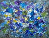 Abstract schilderij impressie viooltjes van Paul Nieuwendijk thumbnail