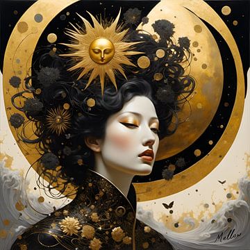 Celestial Muse - Zwart 1 - Vierkant van Mellow Art