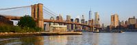 Brooklyn Bridge and Manhattan New York skyline in the morning, panorama