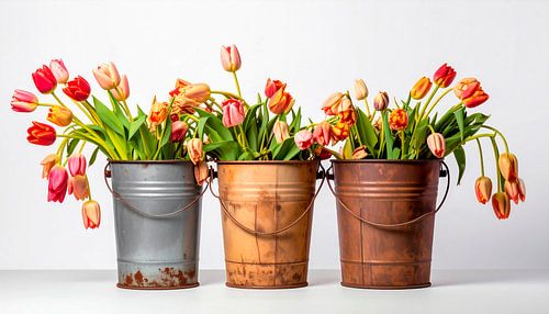 Tulips in buckets...