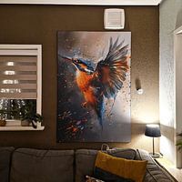 Klantfoto: Ijsvogel Schilderij | Ijsvogel Kunst | Schilderij Vogel van AiArtLand, als artframe