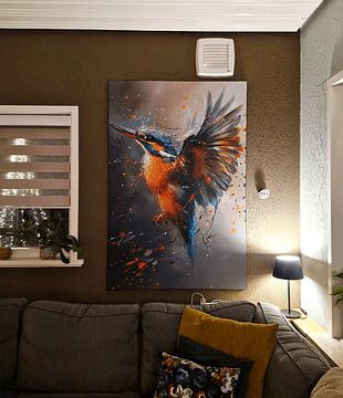 Klantfoto: Ijsvogel Schilderij | Ijsvogel Kunst | Schilderij Vogel van AiArtLand