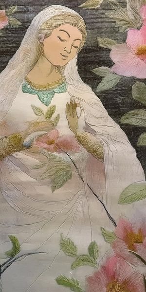 Tapestry woman with flower II by Liese Sijbom