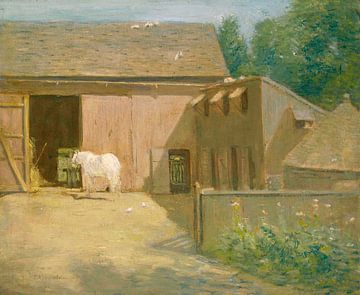 New England Barnyard, Julian Alden Weir