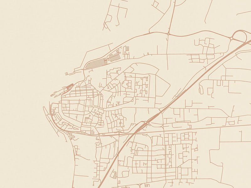 Terracotta style map of Harlingen by De Kaartenwinkel