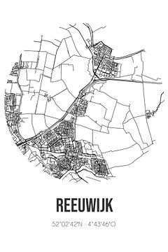 Reeuwijk (Zuid-Holland) | Landkaart | Zwart-wit van MijnStadsPoster