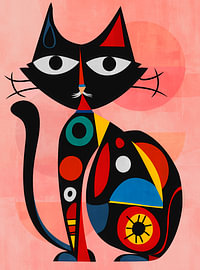 Geometric black cat art