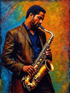 Mann spielt Saxophon Abstrakte Kunst