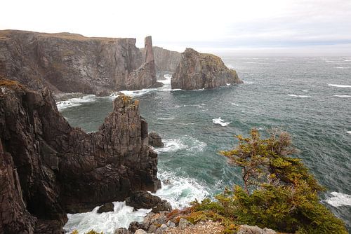 De schoorsteen bij Spillars Cove in Newfoundland en Labrador, Cana