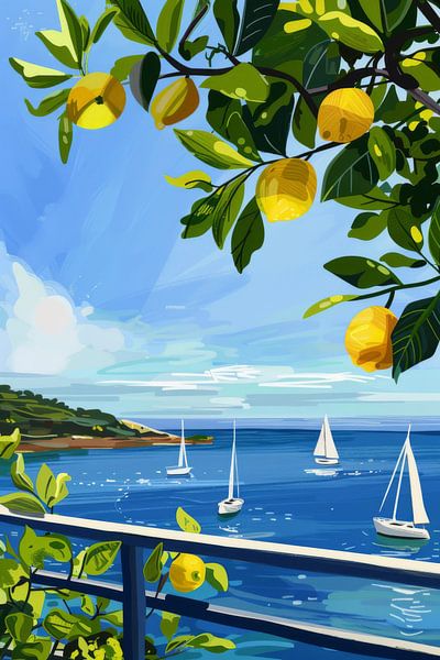 Limonenblick am Meer von Poster Art Shop