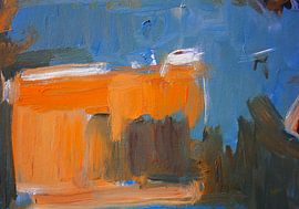 Komposition in orange und blau von Nop Briex