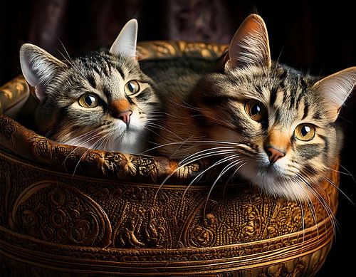 Twee katten in een wiegje