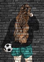 Graffiti straatkunst van de voetballer