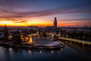 Skyline von Zwolle an einem kalten Dezembermorgen
