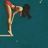 Meisje met bikini op de duikplank - Een jaren vijftig stijl voor vandaag van Jan Keteleer (JanKé): Een reis voorbij het canvas