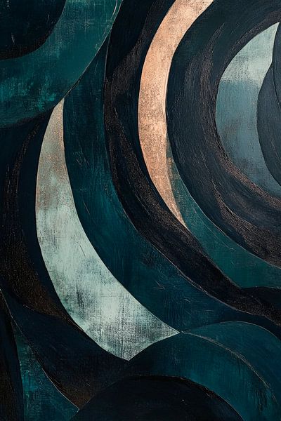 Abstrakte Wellen in dunklen Farben von Poster Art Shop