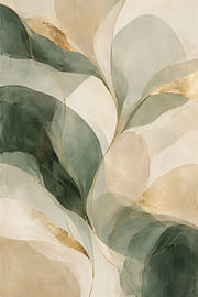 Saliegroen Abstract Painting – Elegant and Soft
