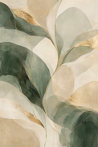 Gemälde „Saliegroen Abstract“ – Elegant und sanft