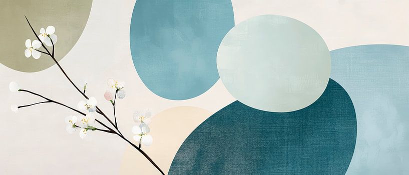 Soft colour circles with floral motif by Poster Art Shop