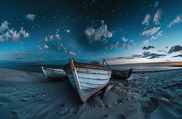Boot in het maanlicht van fernlichtsicht