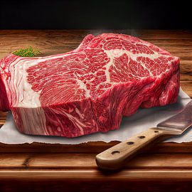 rohes Steak auf einem Holzbrett