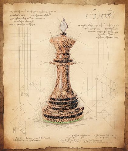 Schaakkoning. Antieke vintage kunst voor schakers.