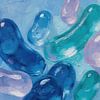 Gimme Gummi, une œuvre expressionniste pop art abstraite dans des tons bleu menthe sur FRESH Fine Art