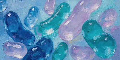 Gimme Gummi ein abstrakter Pop Art Expressionist in Blau Mint von FRESH Fine Art