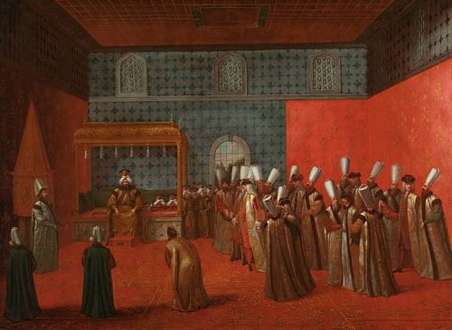 Ambassadeur Cornelis Calkoen op audiëntie bij sultan Ahmed III, Jean Baptiste Vanmour, ca. 1727 - ca