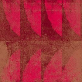 Bright pink shapes on warm terra. Modern abstract art. by Dina Dankers